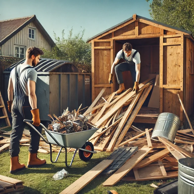 Construction waste removal from shed