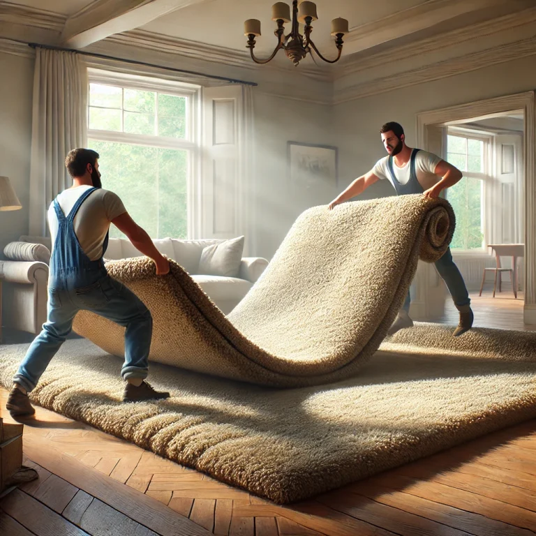 carpet taken away for removal