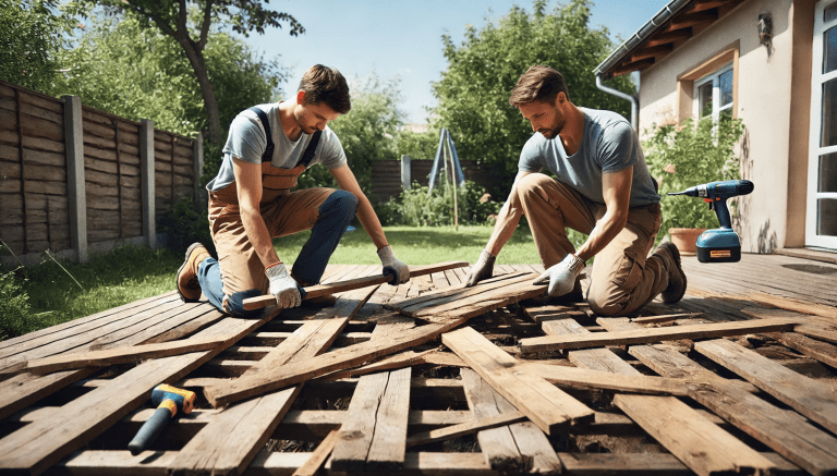 Garden deck removal process- Man and Van