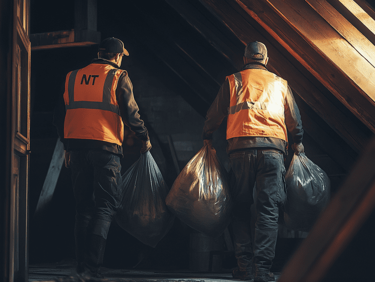 Two guys taking waste from a loft in London